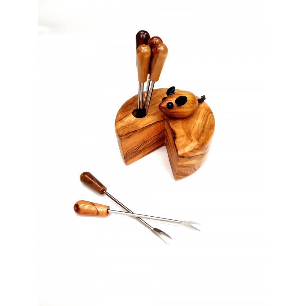 HANDMADE OLIVE WOOD MOUSE WITH FORKS (6pcs.)