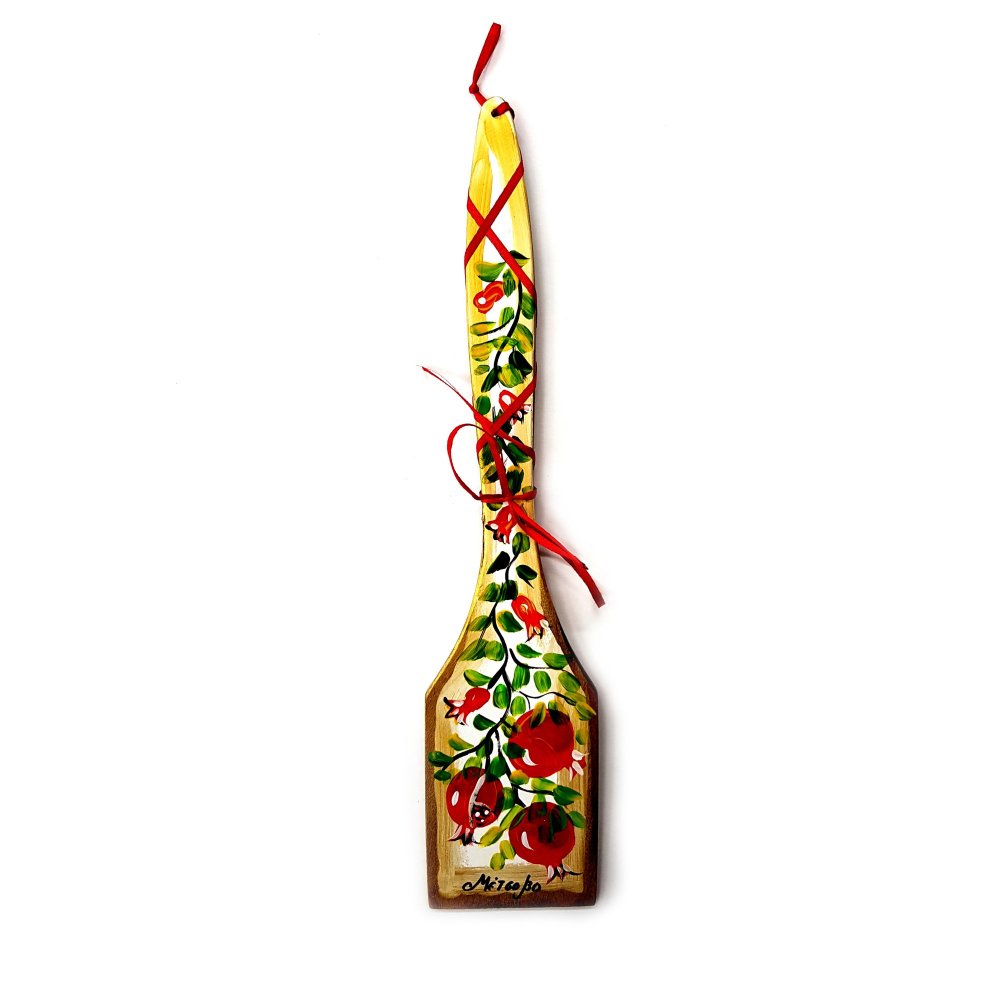Wooden Spatula with Pomegranate Drawing
