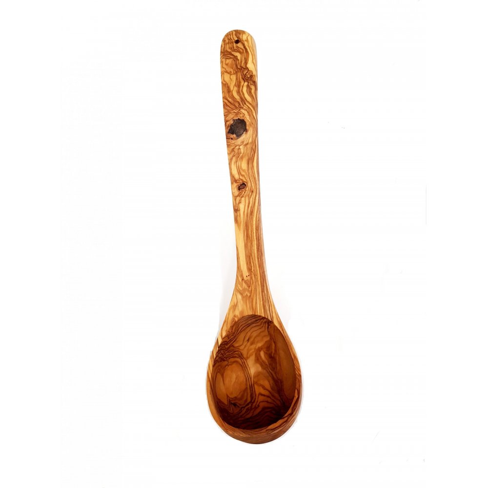 Χειροποίητη βαθιά κουτάλα σούπας από ξύλο ελιάς 37cm