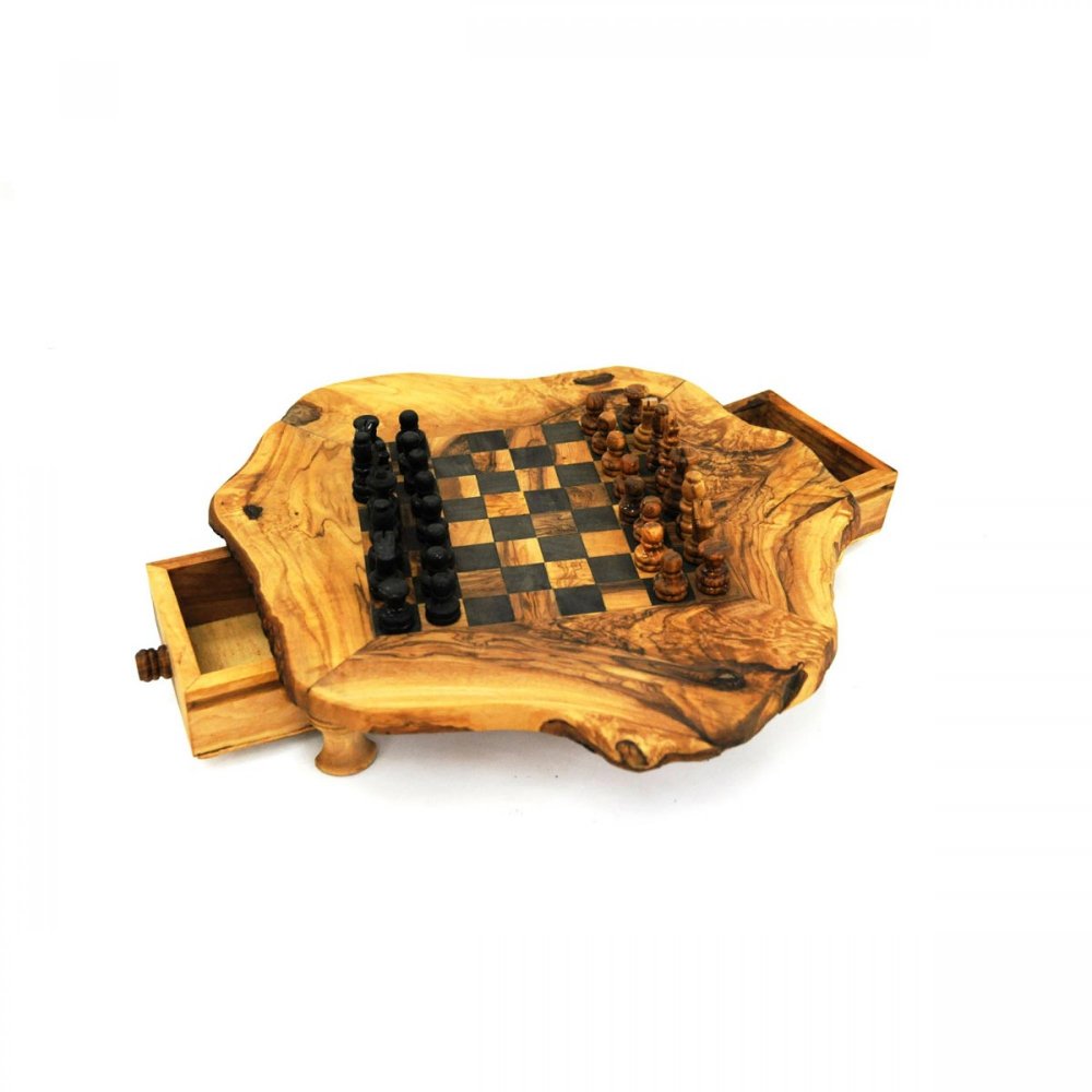 Olive Wood Chess Board with Drawer