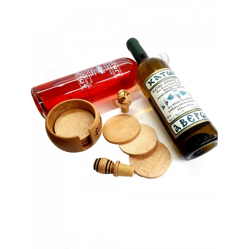 GIFT BOX (Οίνος Ροζέ-Οίνος Λευκός-Ξύλινα Πώματα-Σουβέρ)