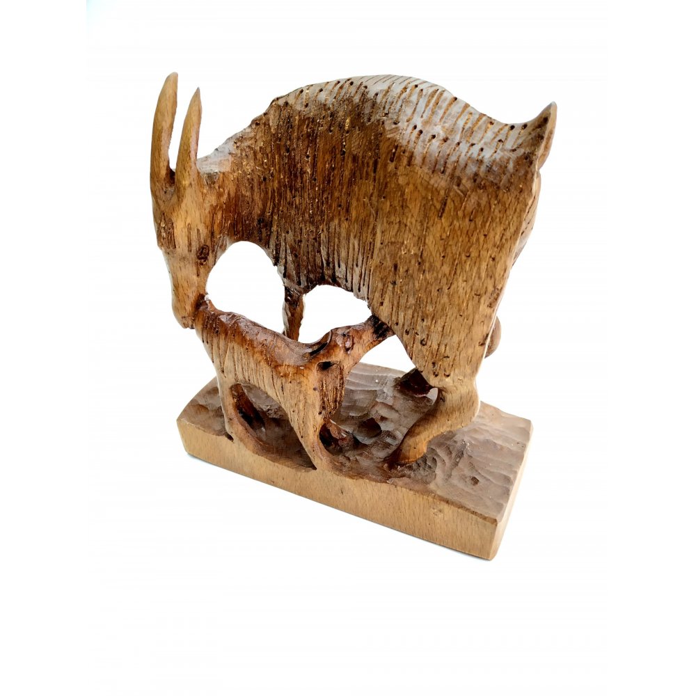 Handcrafted Wooden Goat