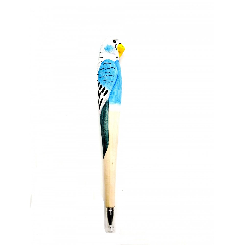 Ξύλινο στυλό παπαγάλος (γαλάζιος)