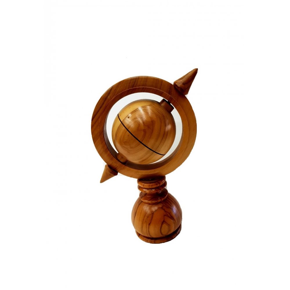 Handmade globe made of olive wood 15cm