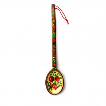 Wooden Art Wooden Spoon with Pomegranate Drawing