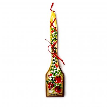 Wooden Art Wooden Spatula with Pomegranate Drawing