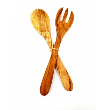 Wooden Art Set of Olive Spoon and Fork