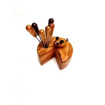 Wooden Art ΧΕΙΡΟΠΟΙΗΤΟ ΠΟΝΤΙΚΑΚΙ ΑΠΟ ΞΥΛΟ ΕΛΙΑΣ ΜΕ ΠΙΡΟΥΝΑΚΙΑ (6Τμχ.)