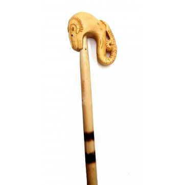 Wooden Art Ξύλινη Γκλίτσα Σκαλιστή με Κριάρι και Φίδι 1.20μ. ~ 1.50μ.