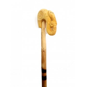 Wooden Art Σκαλιστό Φίδι σε Ξύλινη Γκλίτσα από Πιξάρι 1.20μ.~ 1.50μ.