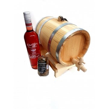 Wooden Art GIFT BOX (Οίνος Ροζέ-Βαρέλι Ρόμπολο 10lt-Ριγανοπιπεράτο)
