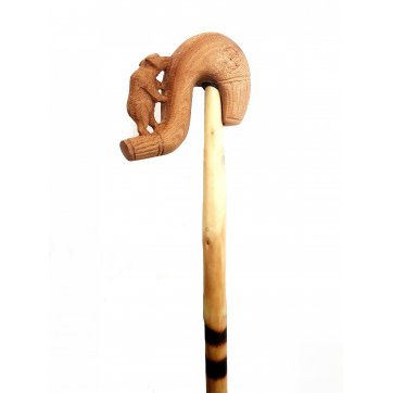 Wooden Art Ξύλινη Γκλίτσα με Σκαλιστό Αρκουδάκι από Πουρνάρι 1.20μ. ~ 1.50μ. 