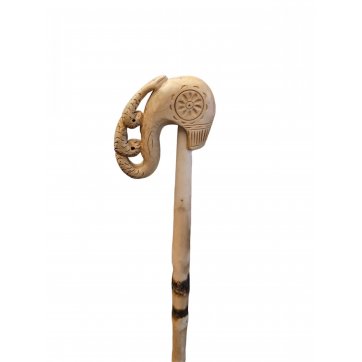 Wooden Art Ξύλινη Γκλίτσα Κρανιάς με Διπλό Σκαλιστό Φίδι 1.20μ.~ 1.50μ.