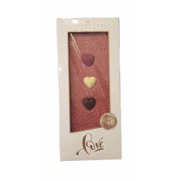 Αγάπη I.K.E. Σοκολάτα Ruby-Φράουλα με 3D Καρδιές 100g.