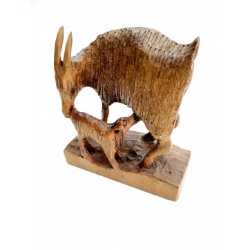 Wooden Art Handcrafted Wooden Goat