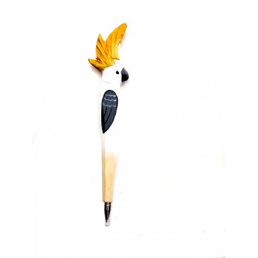 Wooden Art wooden parrot pen with plume