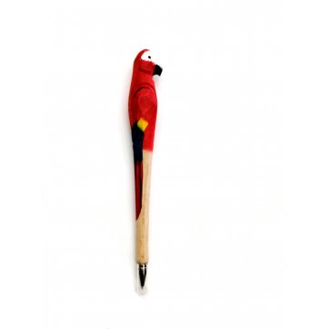 Wooden Art wooden parrot pen (Red)