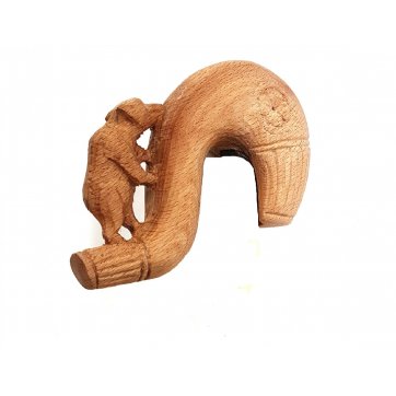 Wooden Art Ξύλινο Κεφάλι Γκλίτσας με Σκαλιστό Αρκουδάκι